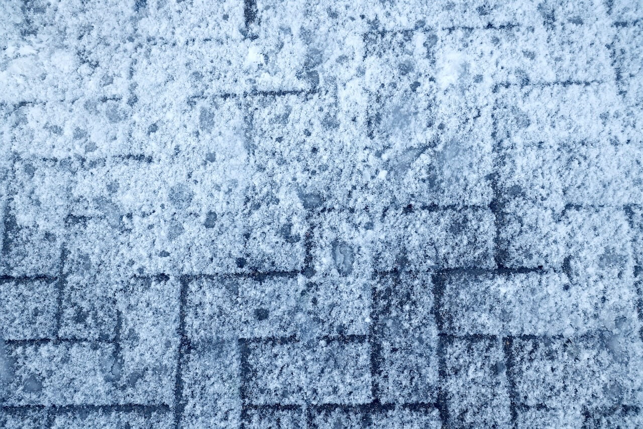 snow on top of pavers